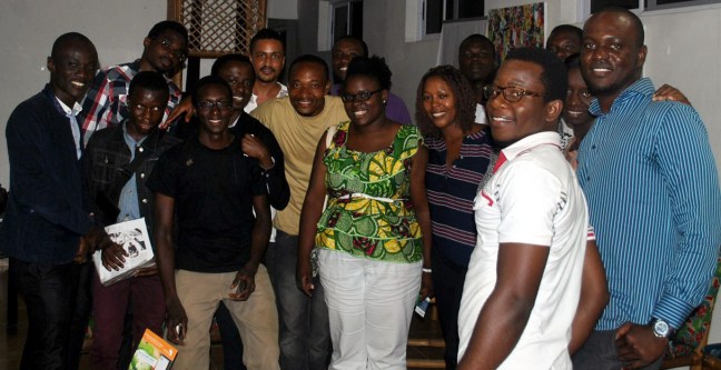 Young innovators and changemakers with Director of IPA Prize at the Hub Accra.