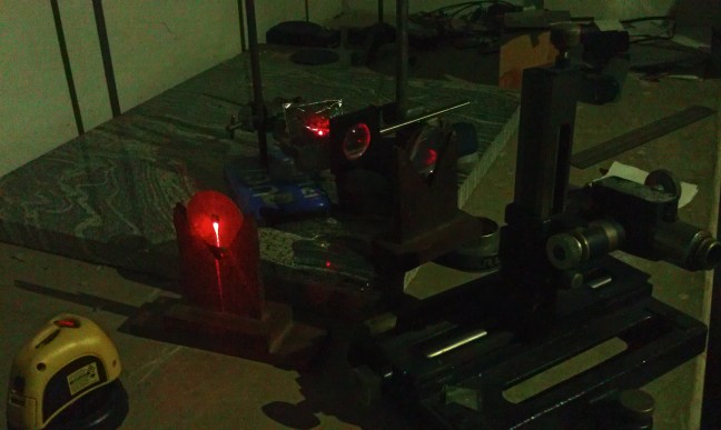 The setup for laser alignment [view from laser source]